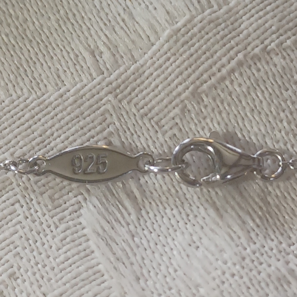 Gabriel & Co Square Necklace, White Sapphire, SS, 17 Inches - Picture 5 of 7